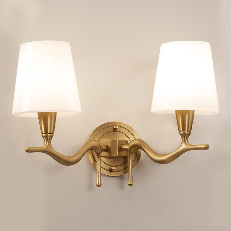 European Luxury Brass Swan Neck Glass 1/2 Light Wall Sconce Lamp