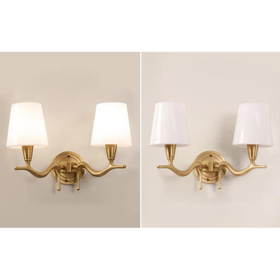 European Luxury Brass Swan Neck Glass 1/2 Light Wall Sconce Lamp