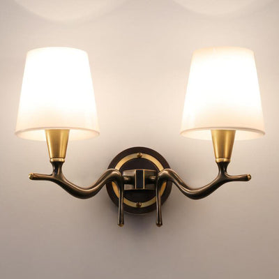 European Luxury Brass Swan Neck Glass 1/2 Light Wall Sconce Lamp