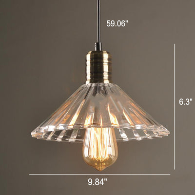 Lampe suspendue à 1 lumière en verre parapluie transparent rétro moderne 