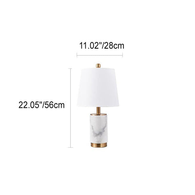 Nordic Light Luxury Cone Fabric Marble Column Base 1-Light Table Lamp