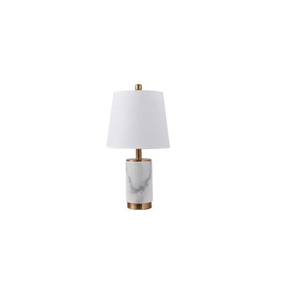 Nordic Light Luxury Cone Fabric Marble Column Base 1-Light Table Lamp