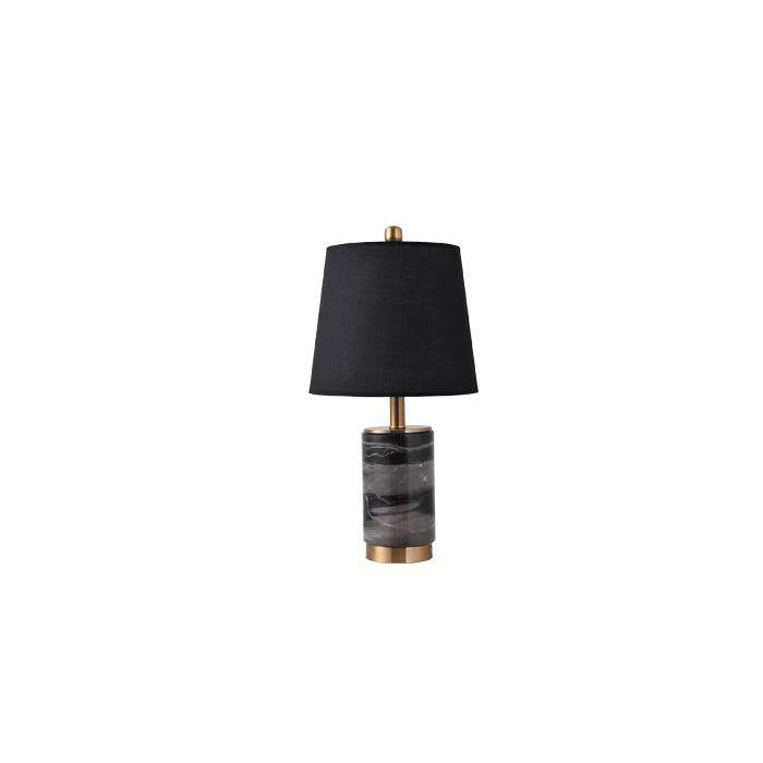 Nordic Light Luxury Cone Fabric Marble Column Base 1-Light Table Lamp