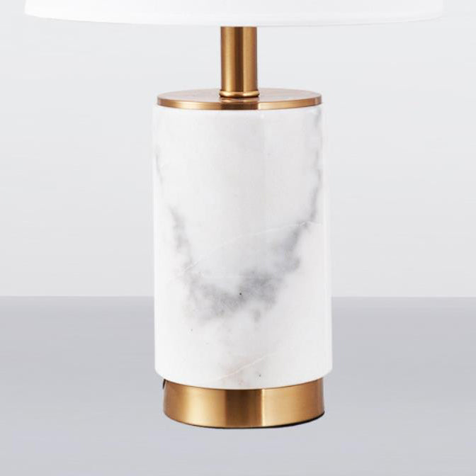 Nordic Light Luxury Cone Fabric Marble Column Base 1-Light Table Lamp