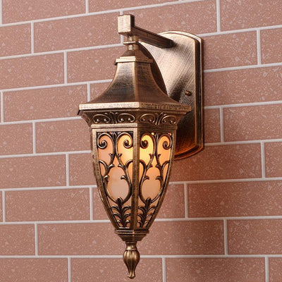 European Retro Square Cage Waterproof Aluminum 1-Light Outdoor Wall Sconce Lamp