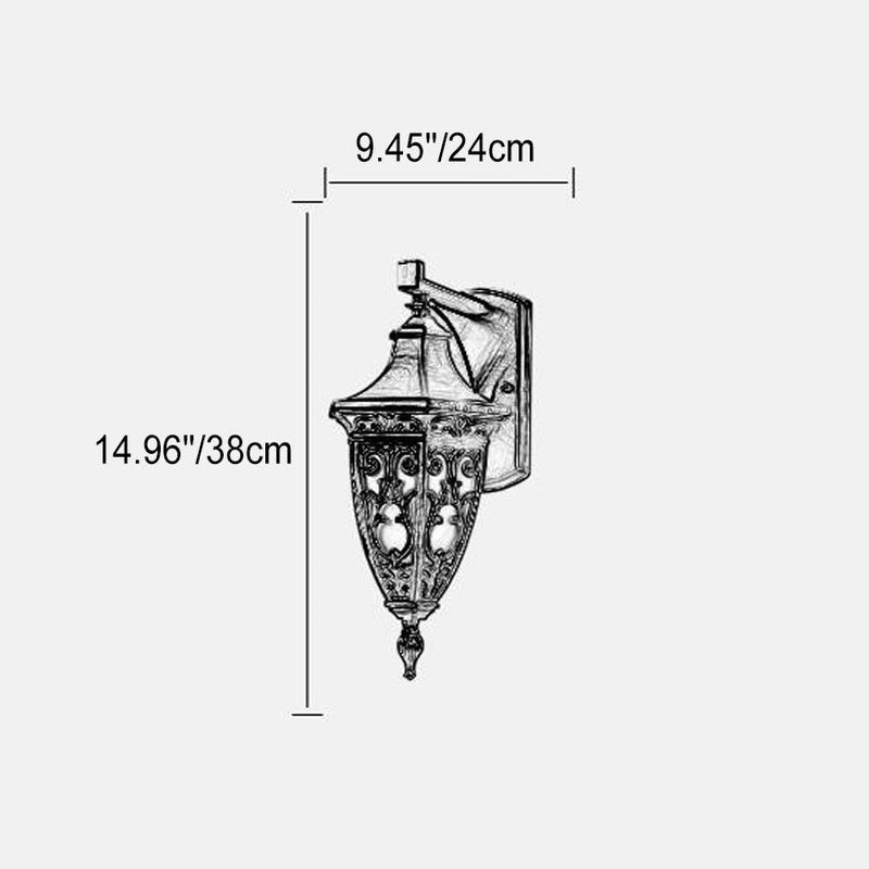 European Retro Square Cage Waterproof Aluminum 1-Light Outdoor Wall Sconce Lamp