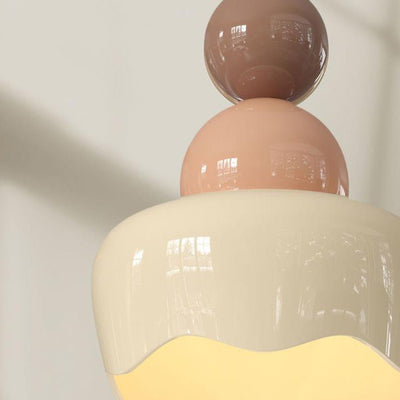 Lampe suspendue française moderne à 1 lumière en résine de fleur crème 