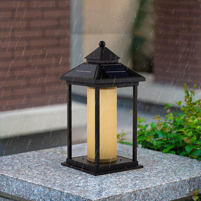 Modern Minimalist Solar Spire Quadrangle Aluminum Acrylic LED Post Head Light For Outdoor Patio