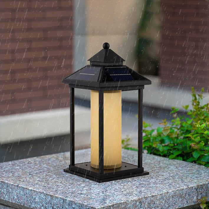 Modern Minimalist Solar Spire Quadrangle Aluminum Acrylic LED Post Head Light For Outdoor Patio