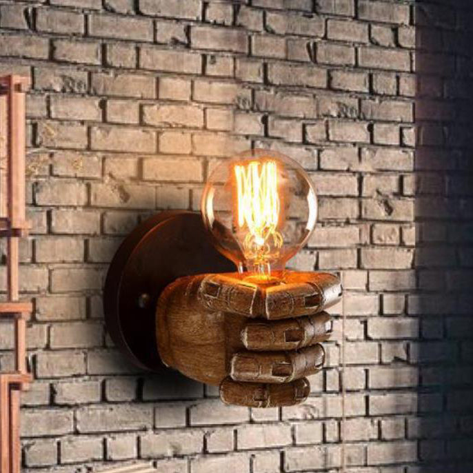 Traditional Vintage Fist Resin 1-Light Wall Sconce Lamp For Living Room