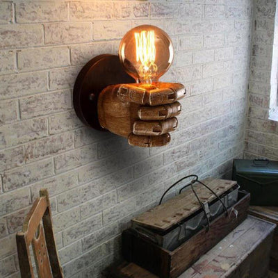 Traditional Vintage Fist Resin 1-Light Wall Sconce Lamp For Living Room