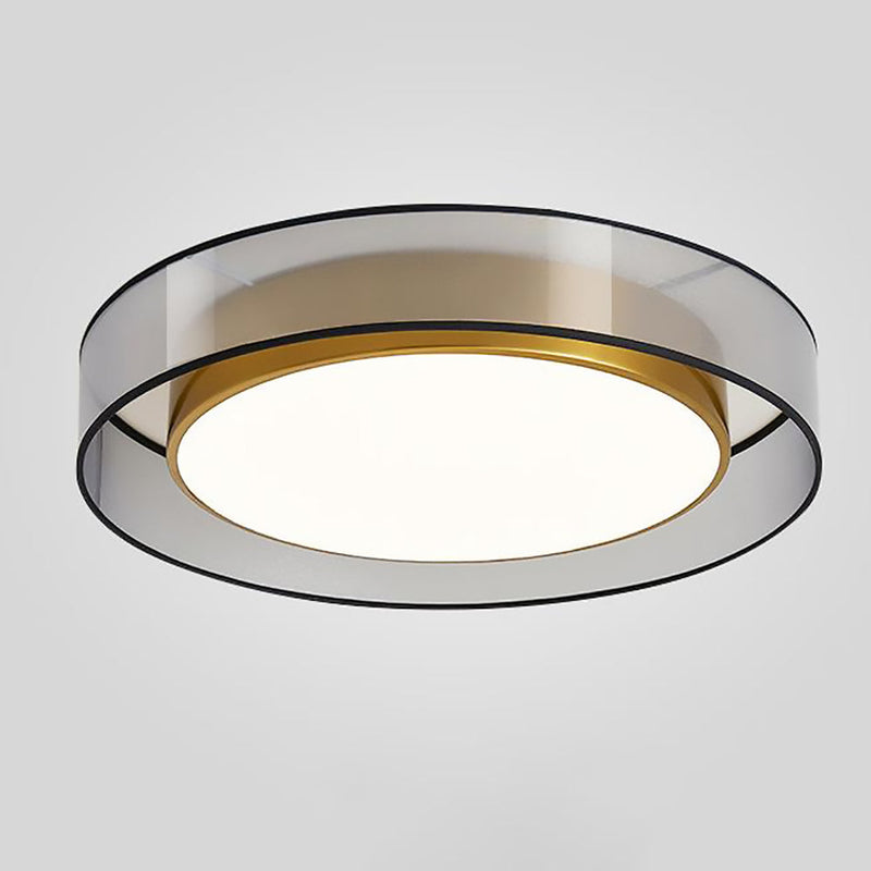 Contemporary Simplicity All Brass Acrylic Cylinder Shade LED Flush Mount Ceiling Light For Living Room