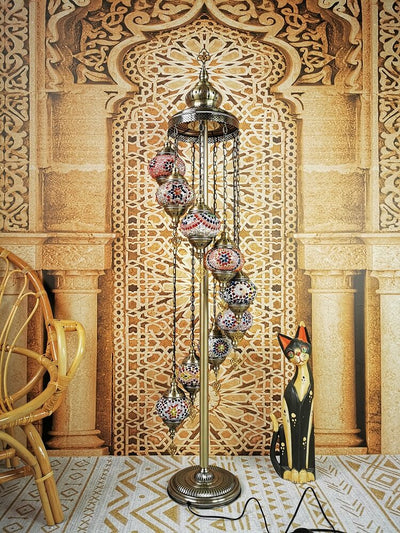 Türkische marokkanische Retro-Stehlampe mit 9 Leuchten