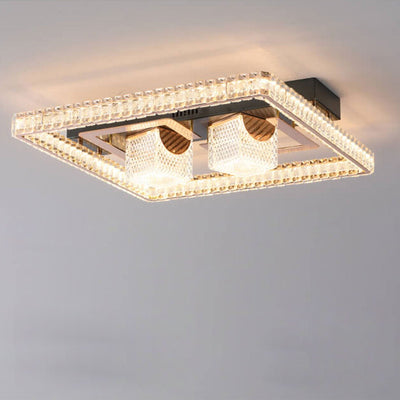 Modern Luxury Square Crystal Acrylic LED Flush Mount Ceiling Light