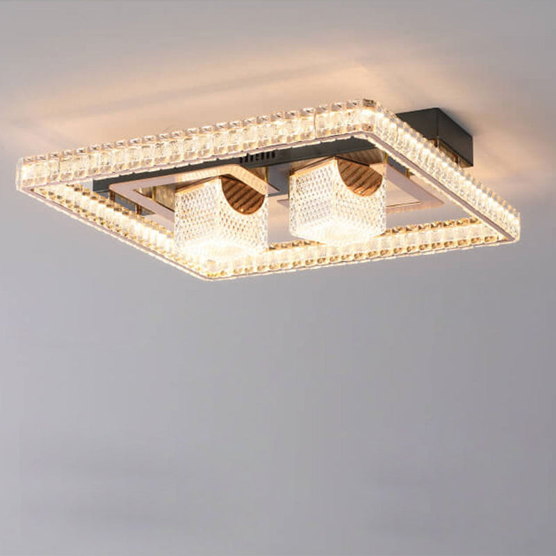 Modern Luxury Square Crystal Acrylic LED Flush Mount Ceiling Light