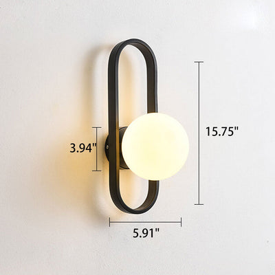 Modern Minimalist Oval Ring Iron Glass 1-Light Wall Sconce Lamp