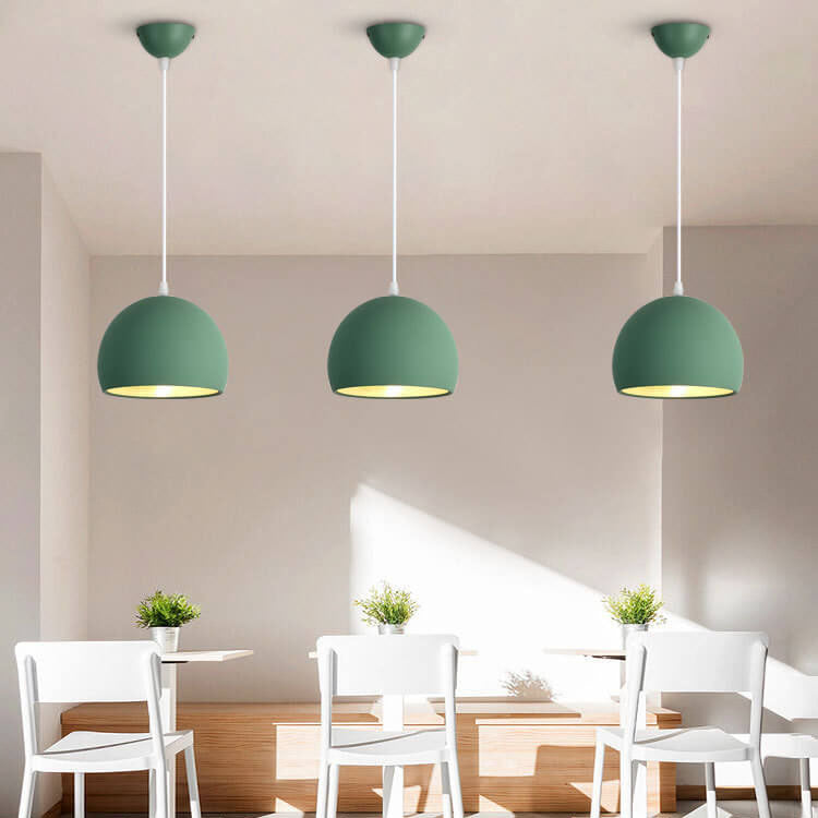 Modern Solid Color Round Head Iron 1-Light Pendant Light