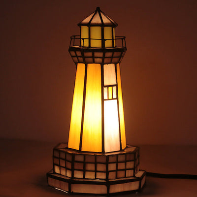 Tiffany Creative Tower Light Buntglas-Tischlampe mit 1 Leuchte 