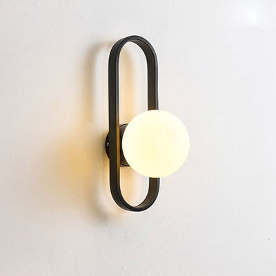 Modern Minimalist Oval Ring Iron Glass 1-Light Wall Sconce Lamp