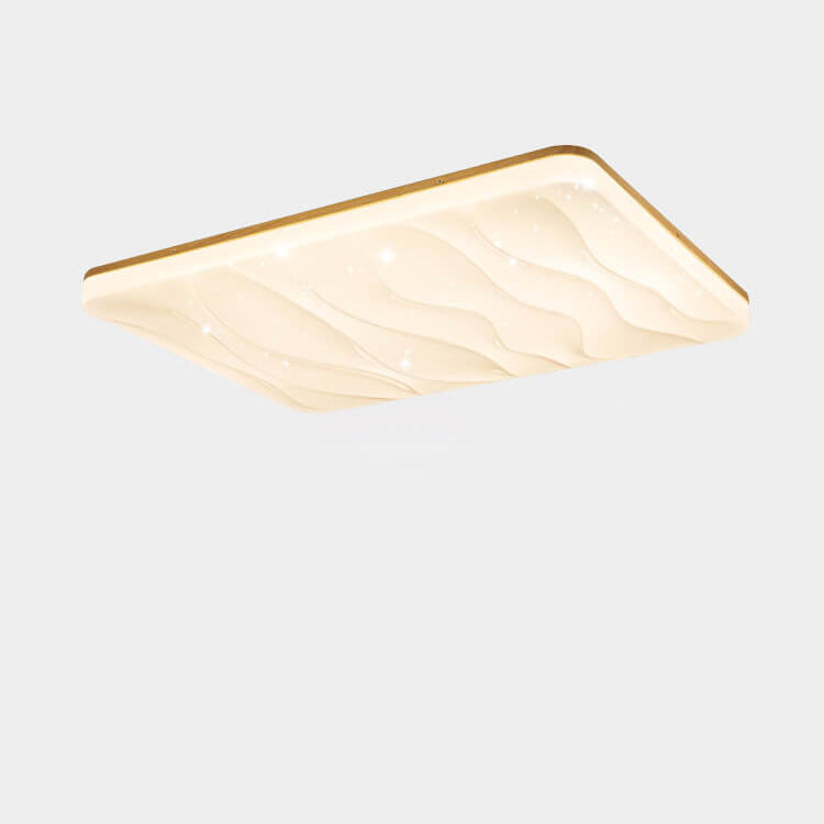 Plafonnier LED encastré avec bordure en bois massif et PVC, design minimaliste moderne, luminaire décoratif d&