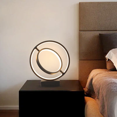 Moderne, minimalistische LED-Tischlampe mit Kreisringdimmer 