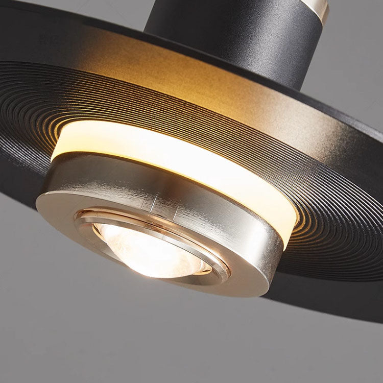 Modern Minimalist Cylinder Flying Saucer Hardware LED Pendant Light For Living Room