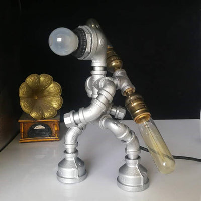 Lampe de table à 1 lumière à décor de robot de plomberie vintage steampunk 