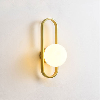 Modern Minimalist Oval Ring Iron Glass 1-Light Wall Sconce Lamp