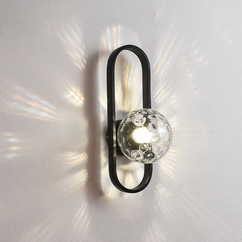 Modern Minimalist Oval Ring Iron Glass 1-Light Wall Sconce Lamp