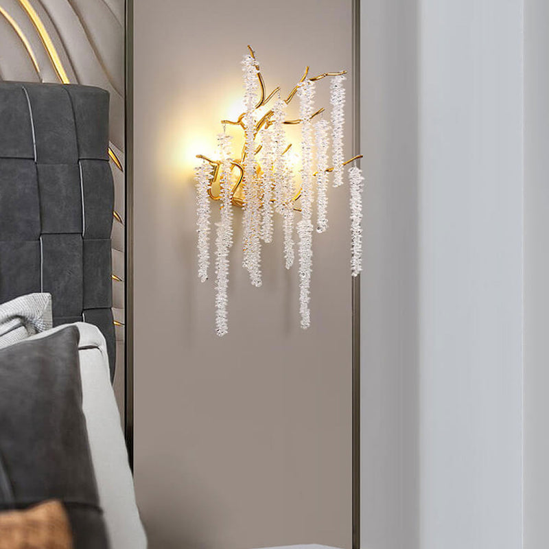 Modern Light Luxury Tree Branch Crystal 3-Light Wall Sconce Lamp