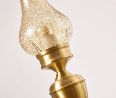 Vintage All Brass Wooden Glass Kerosene Lamp Design 1- Light Table Lamp