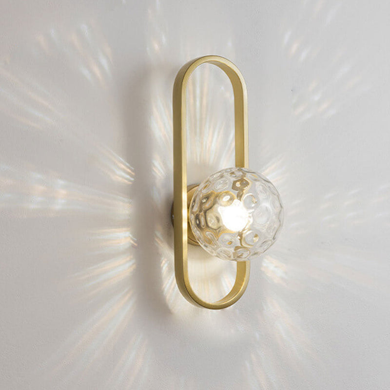 Modern Minimalist Oval Ring Iron Glass 1-Light Wall Sconce Lamp