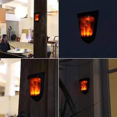 Outdoor Solar Flame Light Waterproof LED Patio Wall Sconce Lamp