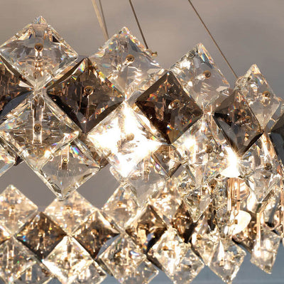 Modern Luxury Dazzling Crystal Chunk Circle Ring 6/8-Light Chandelier For Living Room