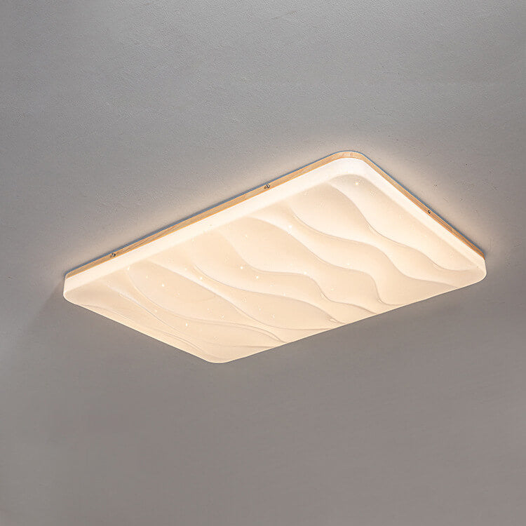 Plafonnier LED encastré avec bordure en bois massif et PVC, design minimaliste moderne, luminaire décoratif d&