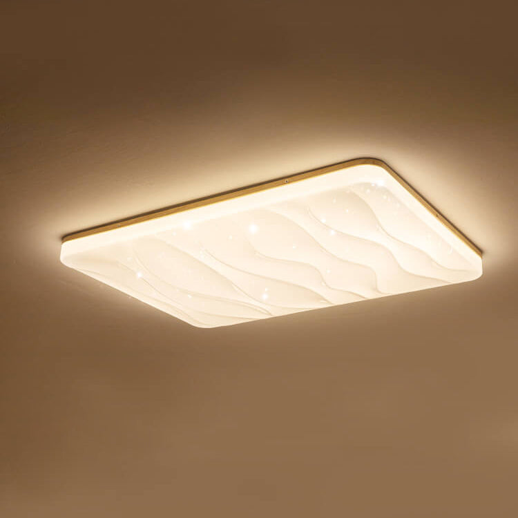 Plafonnier LED encastré avec bordure en bois massif et PVC, design minimaliste moderne, luminaire décoratif d&