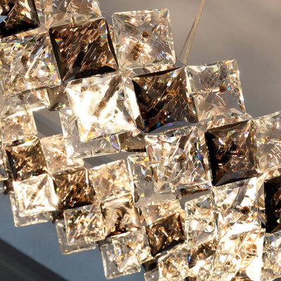 Modern Luxury Dazzling Crystal Chunk Circle Ring 6/8-Light Chandelier For Living Room