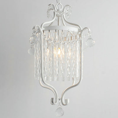 European Light Luxury Crystal Strip Cage Iron 1-Light Pendant Light