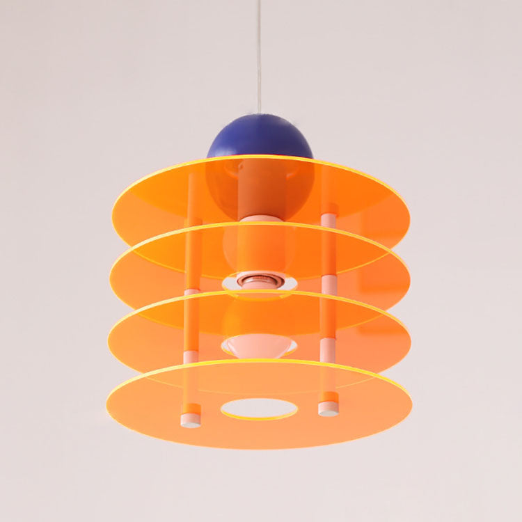 Contemporary Nordic Colorful Acrylic Flying Saucer 1-Light Pendant Light For Bedroom