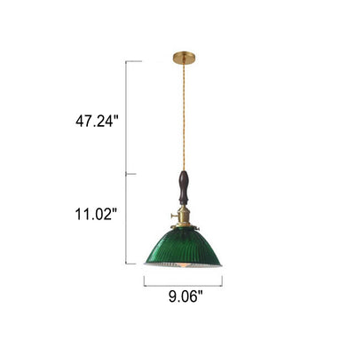 Modern Retro Solid Color Brass Glass Iron 1-Light Pendant Light