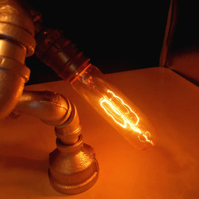 Lampe de table à 1 lumière à décor de robot de plomberie vintage steampunk 