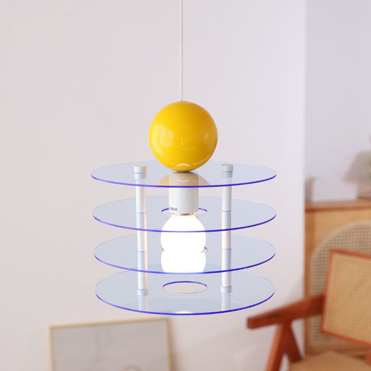 Contemporary Nordic Colorful Acrylic Flying Saucer 1-Light Pendant Light For Bedroom