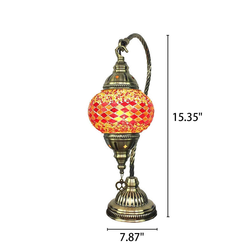 Vintage LED-Tischlampe aus Buntglas im türkischen Stil 