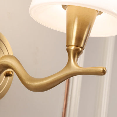 European Luxury Brass Swan Neck Glass 1/2 Light Wall Sconce Lamp