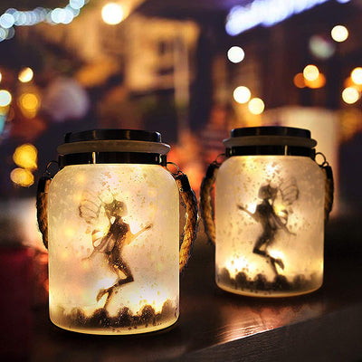 Solar Creative Fairy Frosted Glass Jar LED Outdoor Light