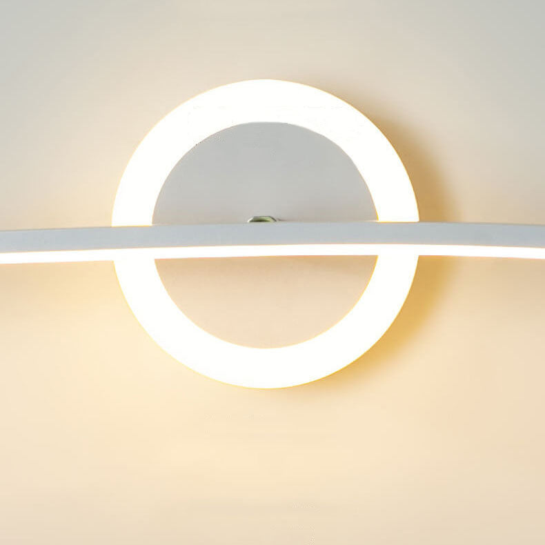 Applique murale LED avec ligne incurvée et minimaliste moderne, éclairage avant pour miroir 