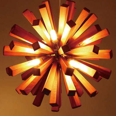 Creative Dandelion Sphere Wooden 10-Light LED Kronleuchter 