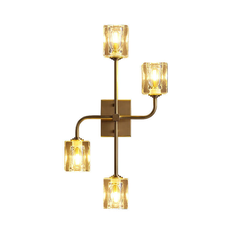 Modern Luxury Crystal Pinwheel Shape Brass 4-Light Wall Sconce Lamp