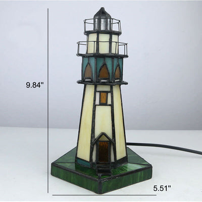 Lampe de table à 1 lumière en verre teinté Tiffany Creative Tower Light 