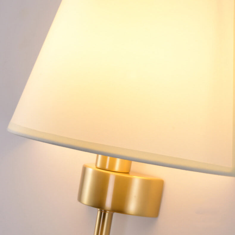 Luxury Fabric Shade Brass Base 1-Light Wall Sconce Lamp